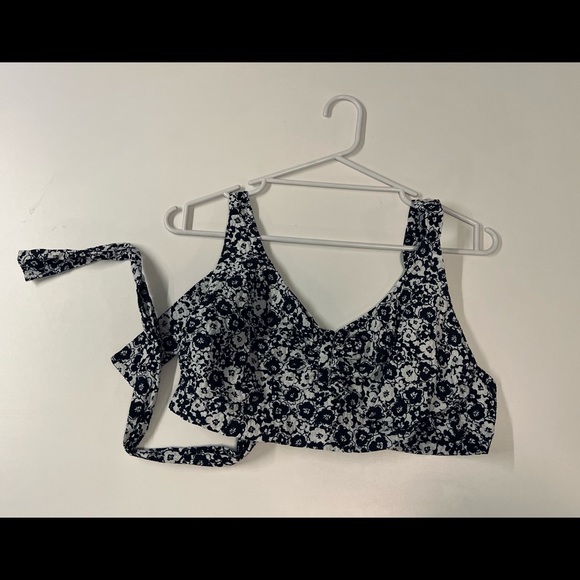 Seed heritage blue white floral pattern bra style tie up crop top SZ10 - Picture 3 of 6